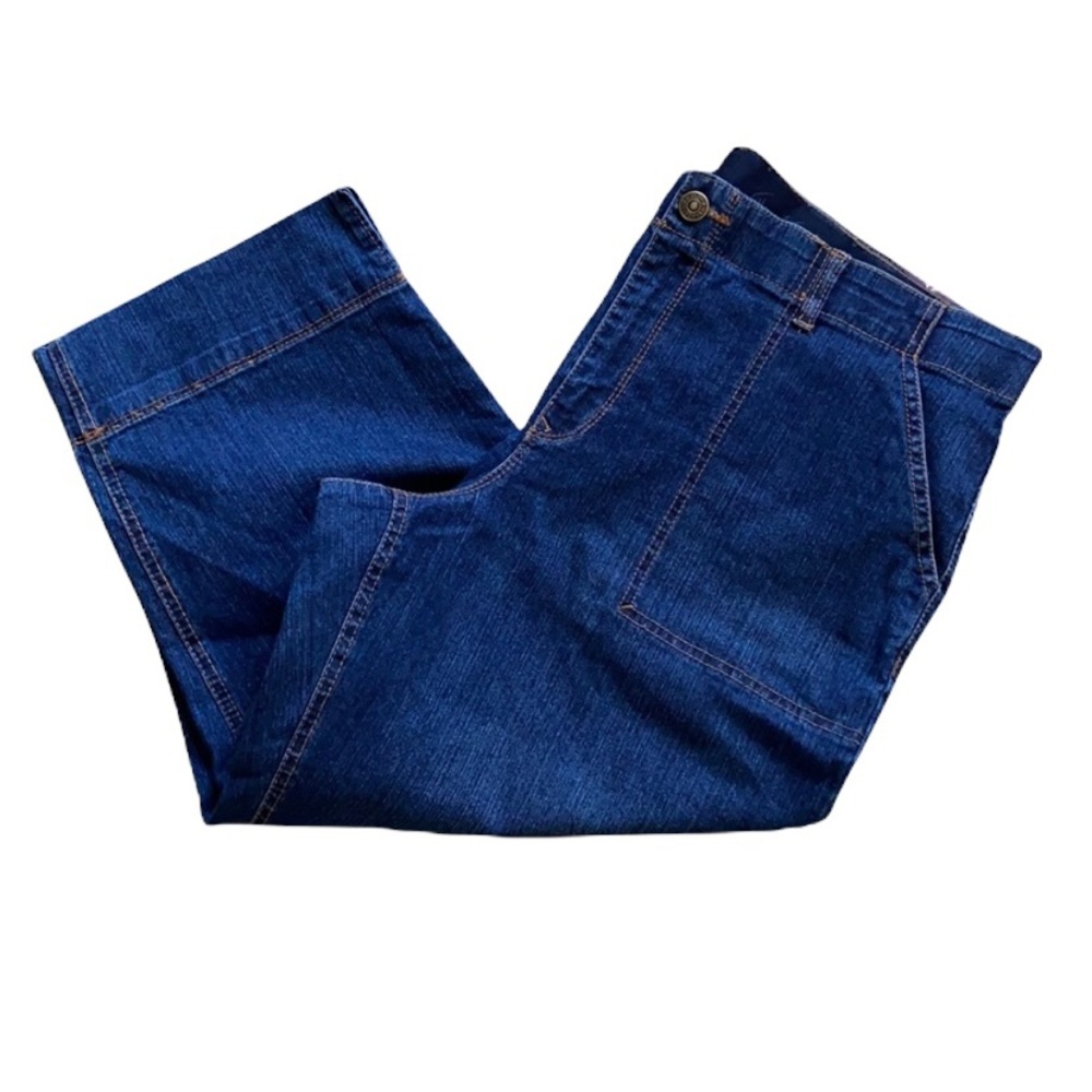 GLORIA VANDERBILT Dark Wash Denim Cropped Jeans Capri Style Womens Size …
